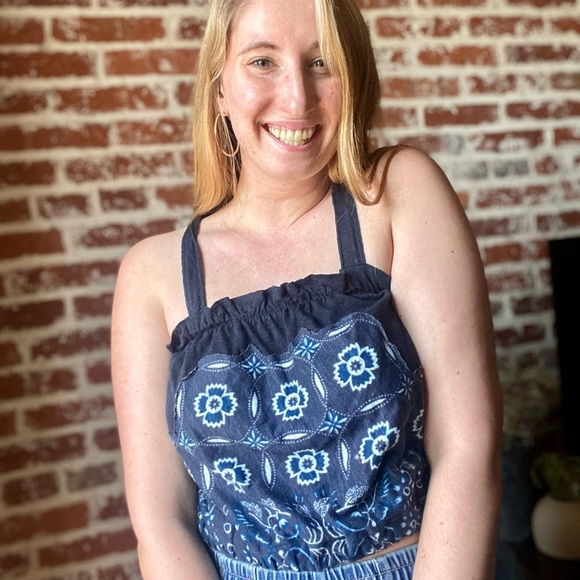 We the Free Free People Blue Floral Tank Top - Picture 1 of 8